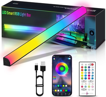 Monitor Down Light Bar, RGB Screen Desk Light PC, Dimmable LED Dynamic Rainbow Effect, Adjustable Brightness, Speed and Music, Remote Control Color Change, for Game Room