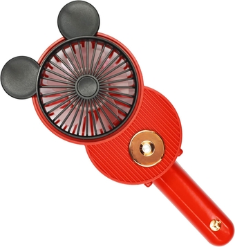 Cute Mickey Misting Mini Fan, Handheld Portable USB Rechargeable Fan with 3 Adjustable Speeds, Foldable Personal Fan For Travelling(Red)