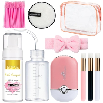 Lash Shampoo for Lash Extensions Eyelash Extension Cleanser Lash Mousse Lash Remover for Lash Extensions, Makeup Bag Lash Cleaning Kit
