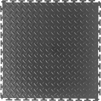 Garage Floor 18 x 18 inch Square Rubber Diamond Plate Interlocking Floor Tiles for Home Gym, Garage Flooring, Trade Show Flooring, Basement Tiles, 8 Pack (Gray)