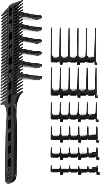 Scissor Clipper Over Comb Hair Cutting Tool - Barber Hair cutting kit - DIY Home Hair cutting Guide Comb Set (Classic Set, Black)