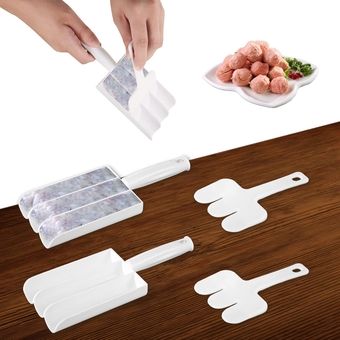 Triple Meatball Maker, 2 Sets Meatball Maker Plastic Non-Stick Meat Baller Spoon with Cutting Spade Ice Cream Scoop Ball Maker for Hot Pot Restaurant Kitchen Home (8.3x3.1inch)