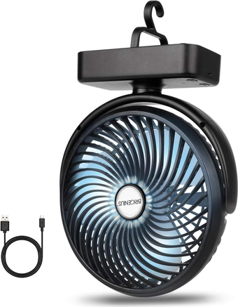 Camping Fan with LED Lights 7-Inch, Rechargeable 5000mAh Tent Fan Battery Operated/USB Personal Fan for Camping RV BBQ Travel Home Office Desk Indoor Outdoor...
