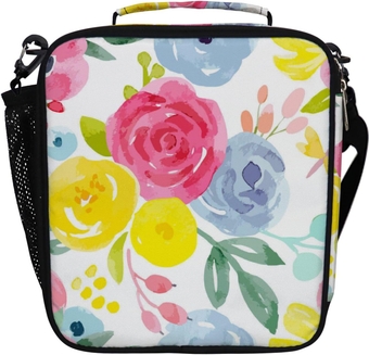 Lunch Bag Floral Small Flowers Watercolor Vintage Spring Summer Thermal Insulation Cooler Bag Bento Box Holder Bag Meal Prep Food Tote Sling Shoulder Bag