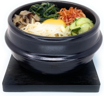 Korean Stone Pot Set - 32 fl oz, Authentic Ttukbaegi Korean Earthenware Pot w/Wood Tray - Twice-Fired Natural Korean Clay Pot for Cooking - Microwave & Dishwasher-Safe - Korean Cookware(No Lid)
