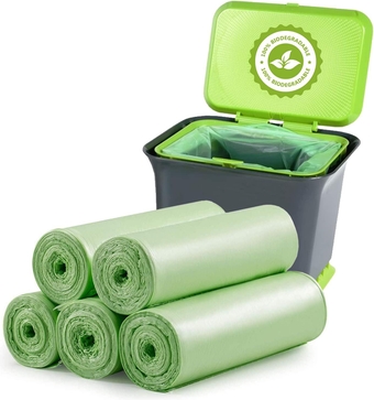 Biodegradable Trash Bags 100 Counts, 20L Bin Liner Recycle 4-6 Gallon Garbage Bag, Thick Degradable Rubbish Bag Compostable For Food/Household/Garden Waste in Kitchen,Office,Home,pet…
