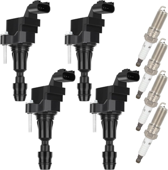4 ignition coils with 4 iridium Spark Plugs fits C1552 UF491 12638824 Chevy for GMC Pontiac for Saturn Malibu HHR Cobalt Equinox Terrain G6 2.4L 2.2L 2.0L