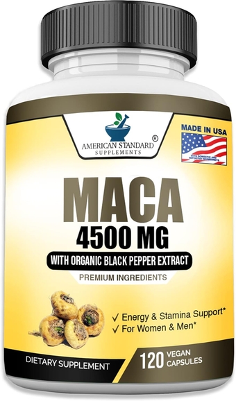 Maca 4500mg with Organic Black Pepper Extract, Maca Root, Maca Powder, Maca Root Capsules, Maca Root Powder, Maca Capsules, Maca Pills, Maca Powder Capsules, Organic Maca, Maca Extract, 120 Veggie Cap