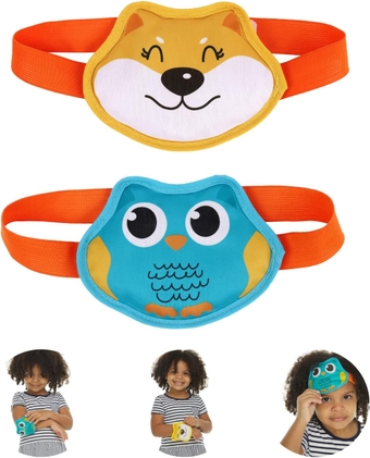 Kids Hot Cold Gel Ice Packs | 2 Pack | Multi-Use Fun Animal Designed Wrap for Head, Eyes, Elbow, Wrist, Ankle, Knee | Pain Relief for Children Boo Boos, Fever, Sinus, Headache | Reusable
