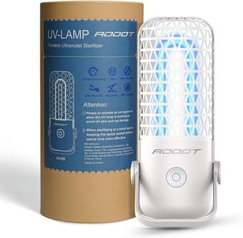 Mini Portable UVC, UV Light Sanitizer lamp, Ultraviolet Ozone Double Germicidal Lamp, Air Disinfection Purifier- for Small Spaces, Hotels, Kitchen, Car, EPA Registered (White)