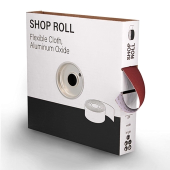 Abrasives Shop Roll, 1-1/2 inch x 50 Yard, 120 Grit (Fine), Aluminum Oxide Abrasive Cloth Roll, F Weight Flexible Cotton Backing, Red and Brown Color, for Multifaceted Grinding Tasks