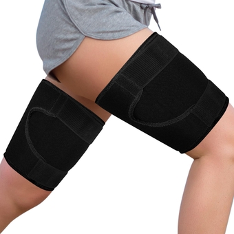 Thigh Wraps Support, 2 Pack Adjustable Thigh & Hamstring Compression Sleeve Brace Women Men Non-Slip Neoprene Upper Leg Brace Leg Slimmer for Muscle Injury Strain Recovery, Black