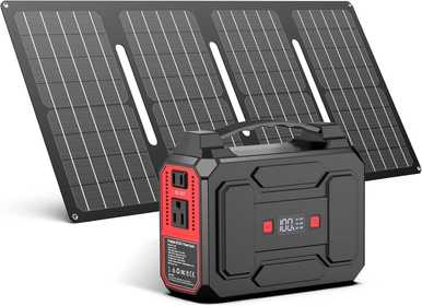 146Wh Portable Power Bank with AC Outlet & 40W Foldable Solar Panel, Portable Laptop Charger 110V/100W with USB & DC Output for Camping, Home Emergency, Traveling, RV Trip
