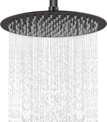 Oil-Rubbed Bronze Round Rainfall Shower Head 12 Inch Stainless Steel Ultra Thin Design High Pressure
