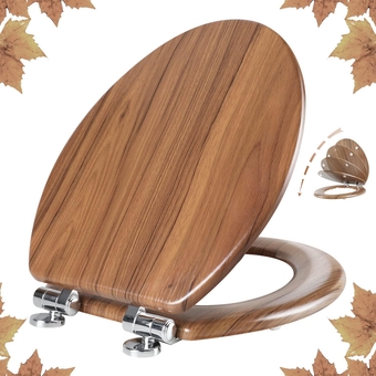 Elongated Toilet Seat Molded Wood Toilet Seat with Quietly Close and Quick Release Hinges, Easy to Install also Easy to Clean by   (Elongated, Natural)