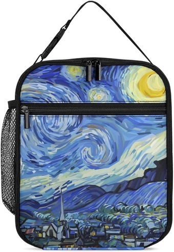 Starry Night Lunch Bag Insulated Lunch Tote Box Watercolor Sky Reusable Picnic Lunch Boxes for Work Travel Picnic Hike Beach-Summer Lunch Box