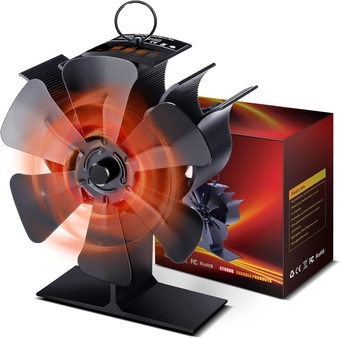 Wood Stove Fan, 6-Blade Wood Stove Fan Heat Powered Fireplace Fan, Upgrade Kernel Fireplace Fan Non Electric Heat Powered Stove Fan for Wood/Log Burner/Fireplace Quiet Circulating Warm Air
