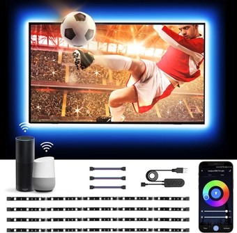 LE Alexa LED Lights for TV - 6.56FT Smart TV Backlights Work with Alexa and Google Assistant, 16 Million RGB DIY Color, App and Voice Control Strip Lights for 32-65 inch TV, PC, Game Room, Home Decor