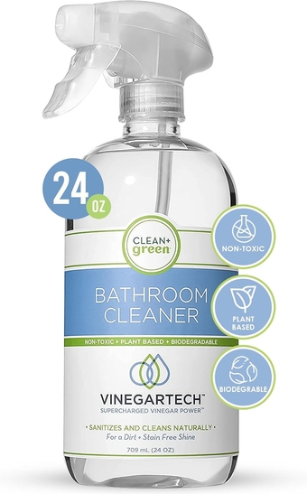 VinegarTech Bathroom Cleaner - Vinegar Spray All Purpose Cleaner Removes Dirt & Grime Shower, Tub, Tile Floor - Vinegar Cleaner Household Cleaning Supplies - Cleaning Vinegar 24 Fl Oz