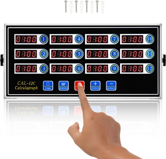 12 Channels Digital Kitchen Timer for Cooking Loud Alarm Stainless Steel Clock Hours and Minutes Seconds Volume Control Electronic Calculator