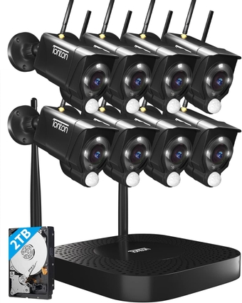 [Dual WiFi, PIR Sensor]  5MP Wireless Security Camera System with 2TB Hard Drive,10CH NVR,8PCS 3MP Outdoor WiFi Cameras,12V DC Powered,2 Way Audio,Spotlight,AI Human Detection,Work with Alexa