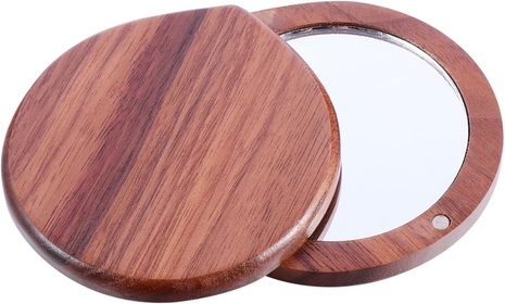 1pc Portable Vanity Mirror Makeup Travel Bag Mirrors Compact Mirror for Purse Small Makeup Bag Mirror Handheld Travel Makeup Mirror Desktop Mirror Walnut Antique Handbag to Rotate