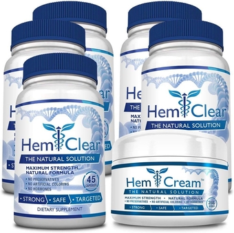 for Hemorrhoids - Vegan, 100% Natural Formula for Hemorrhoid Relief & Vascular Health - Maximum Strength 5 Bottles + 1 Cream