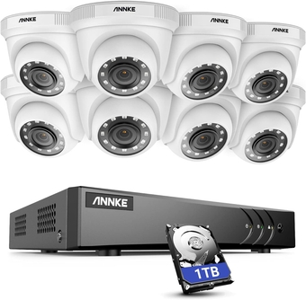 CCTV Camera Systems 8 Channel 3K Lite H.265+ AI DVR with 1 TB HDD, Human/Vehicle Detection, (8) HD 1920TVL 1080p CCTV Dome Cameras, Instant Email and App Alerts with Snapshots