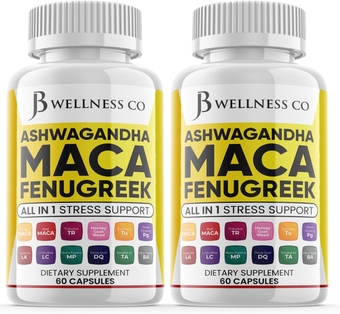 Ashwagandha 5000mg Maca Root 5000mg Fenugreek 3000mg Supplement with Tongkat Ali Ginseng - Assists with Mood & Thyroid Health - Made in USA - 120 Count