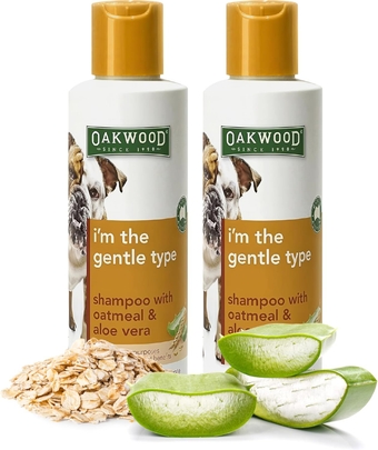 Oakwood Aloe Vera Oatmeal Shampoo for Dogs & Cats - Natural Hypoallergenic Cleansing Wash for Pets with Sensitive Skin - Pet Grooming Bathing Shampoo for Itching, Dry Skin, Deodorizing - 2 Pack
