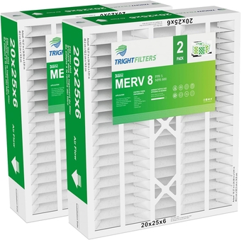 20x25x6 Air Filter,  Lightweight Durable MERV 8 Pleated Home HVAC AC Furnace Filters, Compact Air Conditioner Filters Replacement 2 Pack
