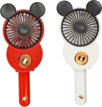 Cute Mickey Misting Mini Fan, Handheld Portable USB Rechargeable Fan with 3 Adjustable Speeds, Foldable Personal Fan For Travelling(Red&White)