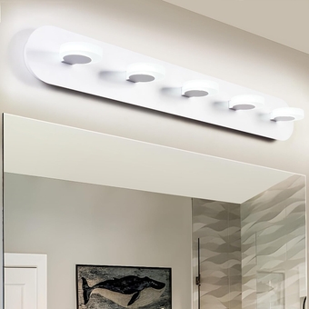 LED Vanity Mirror Lights, Bathroom Light Fixtures, Hollywood Style Make-up Mirror Front Light, Modern White Wall Sconce Lighting, Acrylic 36inch 5-Light LED 25W 6000K Vanity Lights