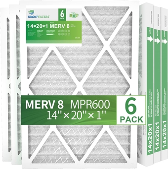 Air Filter 14x20x1,  MERV 8 Pleated HVAC AC Furnace Filters, 6-Pack Furnace Air Filter for Vent, Air Conditioner, Cleaner Machine, MPR 600