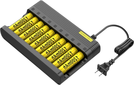 18650 Battery Charger 10 Bay, Universal Smart Battery Charger for 18650 26650 14500 16340 18500 10440 18350 17670 Rechargeable Batteries Charger Suite(10-Pack Battery Including)