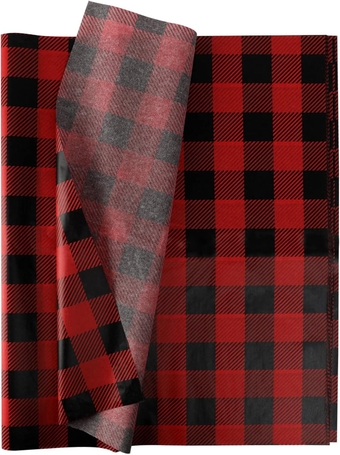 60 Sheets 20 x 20 Inch Buffalo Plaid Christmas Wrapping Paper Red Christmas Tissue Paper Rustic Art Tissue Paper Crafts Tissue Paper Squares for DIY Christmas Wrapping (Red)