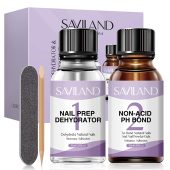 Nail Dehydrator and Non-acid PH Bond Set - Nail Prep Dehydrate and Acid-free PH Bond, Fast Air Dry Long-Lasting Superior Bonding Nail Prep Set for U V Gel Nail Polish Acrylic Powder A05
