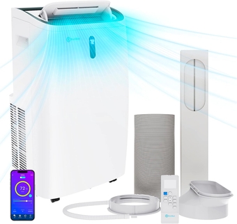 ROLLICOOL 14,000 BTU 4-in-1 Portable Air Conditioner - Cools up to 700 sq ft - Alexa-Ready App, Dehumidifier & Fan, 24 Hour Timer w/Sleep, Dual-Band Wi-Fi
