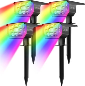 Solar Color Spot Lights Outdoor Landscape Lights, 50 LEDs Multicolor RGB Color Changing Spot Lights Outdoor, 9 Modes IP67 Waterproof Auto On/Off Spotlight for Walkway Pool Patio Fence Porch