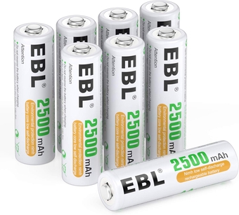 AA Rechargeable Batteries 1.2V 2500mAh High Performance Pre-Charged AA Batteries - 8 Pack