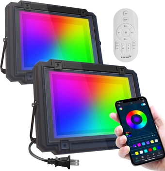 RGB Flood Light 50W, 150W Equivalent Outdoor Color Changing Stage Lights Smart LED Landscape Lighting with APP Control, Indoor Floodlights Floor Lamp Uplights for Events Colored Spotlight Uplight
