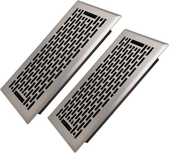 4x10 Inches 2 Pack Heavy Duty Walkable Floor Register - Easy Adjust Air Supply Lever Decorative Floor Vent Covers - Boston Design Vent Covers for Home - Satin Nickel