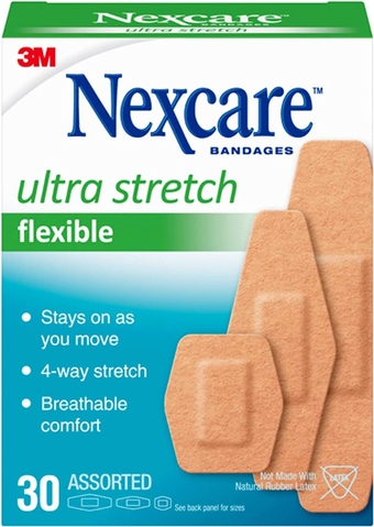 Comfort Flexible Fabric Bandage Latex Free Assorted Sizes, Assorted Sizes 30 each (Pack of 3)