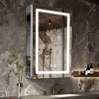 Aluminum Medicine Cabinet with Light,20×28inch,Led Medicine Cabinet for Bathroom,Mirror Cabinet with Dimmer,Defogger