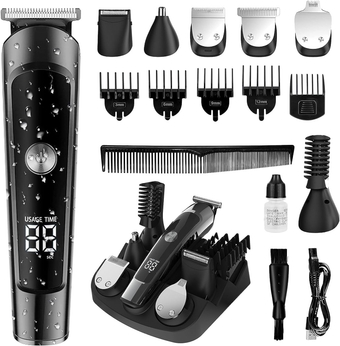 Beard Trimmer for Men, Hair Clipper Trimmer for Men, Waterproof Mens Beard Grooming Kit, Cordless Barber Clippers for Hair Cutting with Nose Trimmer, Electric Razor, Body Shaver