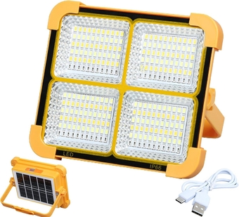 Solar Flood Lights Outdoor, Solar Flood Light LED Magnetic Lights with 8600 Lumens for Camping, Rechargeable Solar Handheld Light IP66 Waterproof - 4 Lighting Modes P Lights