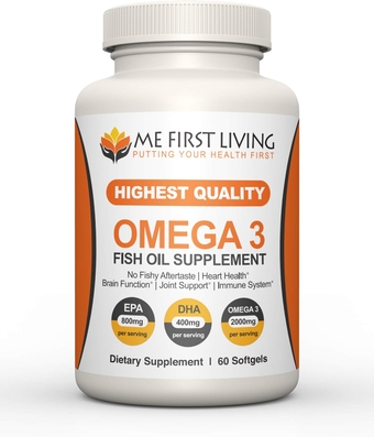 Omega 3 Fish Oil, 2000 MG Omega 3, 800 MG EPA, 400 MG DHA, Heart Health, Joint Health, Brain Health, Burpless, 60 Capsules