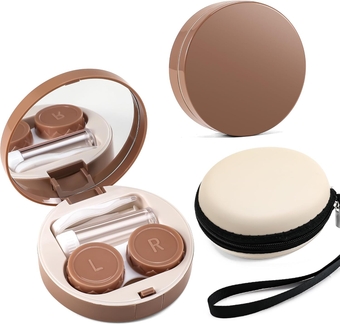 Contact Lens Case, Fashion Portable Contacts Lens Box with Mirror Tweezers Remover Tool Solution Bottle for Travel B0072
