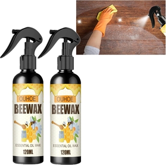 Beeswax Furniture Polish, 120ml Natural Micro-Molecularized Beeswax Spray, The Original Beeswax Spray Furniture Polish, Beeswax Spray for Floor Table Chair Cabinet Home Furniture Polish&Cleaner (2pc)