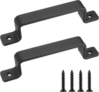 4 Pcs Sliding Barn Door Handles, Black 7.4" Gate Handles Hardware, Garage Door Pull Handles for Interior Outdoor Sliding Barn Garages Closet Shed Drawer Doors Gate Handles (4)